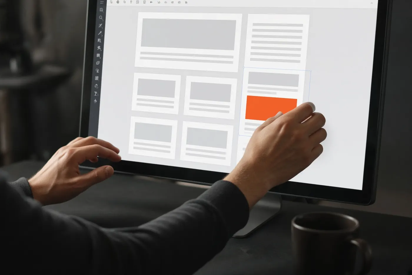 Illustrative photograph of a website layout being arranged. Not a client project.